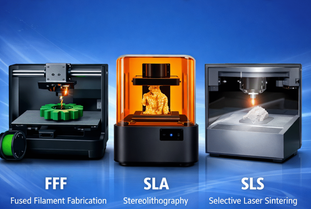 Types of 3D Printing Technologies Explained (FFF, SLA, SLS)