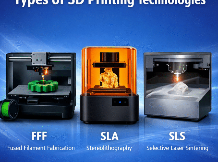 Types of 3D Printing Technologies Explained (FFF, SLA, SLS)