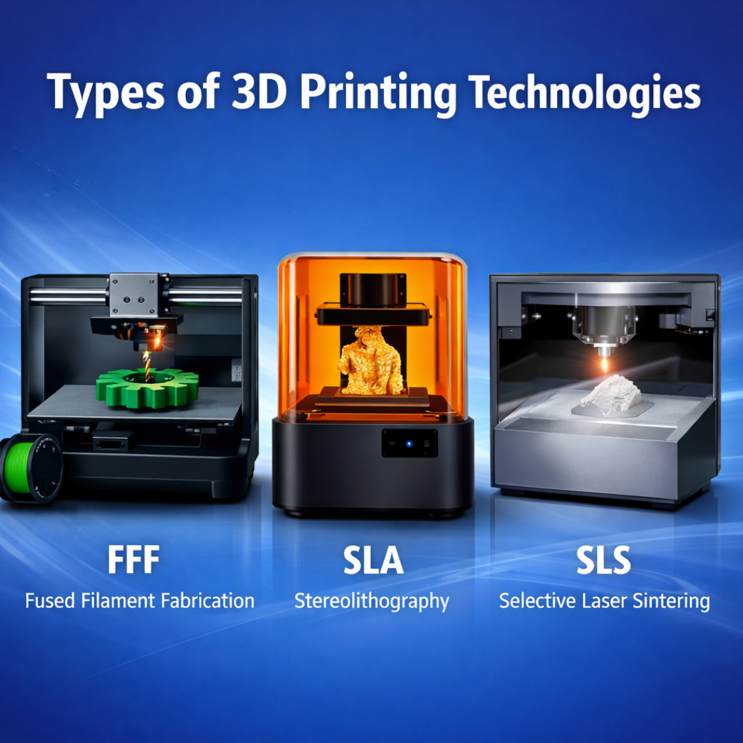 Types of 3D Printing Technologies Explained (FFF, SLA, SLS)